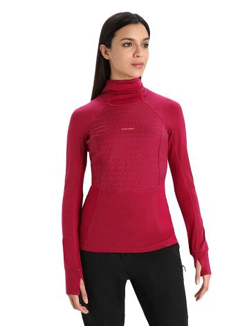 Cherry Women's Icebreaker ZoneKnit™ Merino Insulated Long Sleeve Hoodie One Piece & Sets | USA 1801RVDW